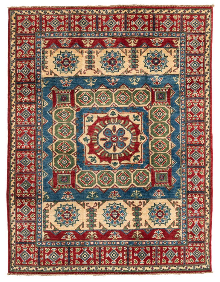 Detail image of 4' 1 x 6' 1 Hand Knotted Kazak Rug