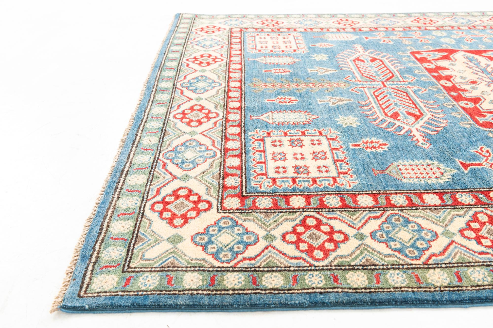 145cm x 205cm anudado a mano Kazak Alfombra