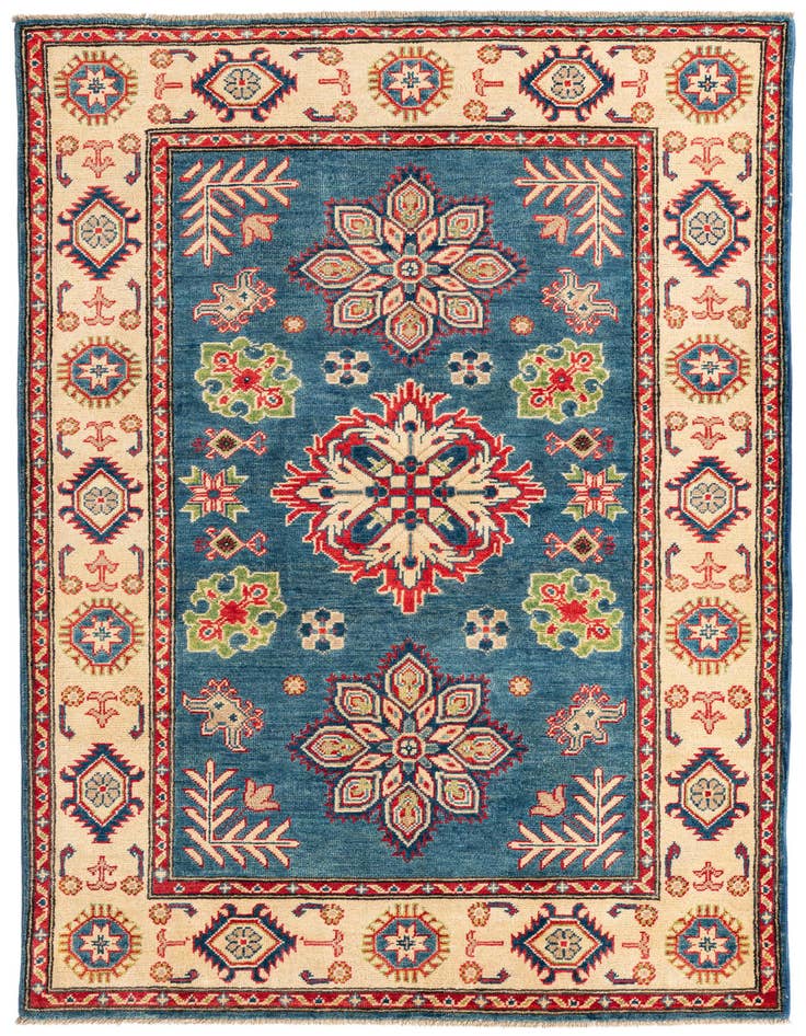 Detail image of 4' 1 x 6' 6 Hand Knotted Kazak Rug