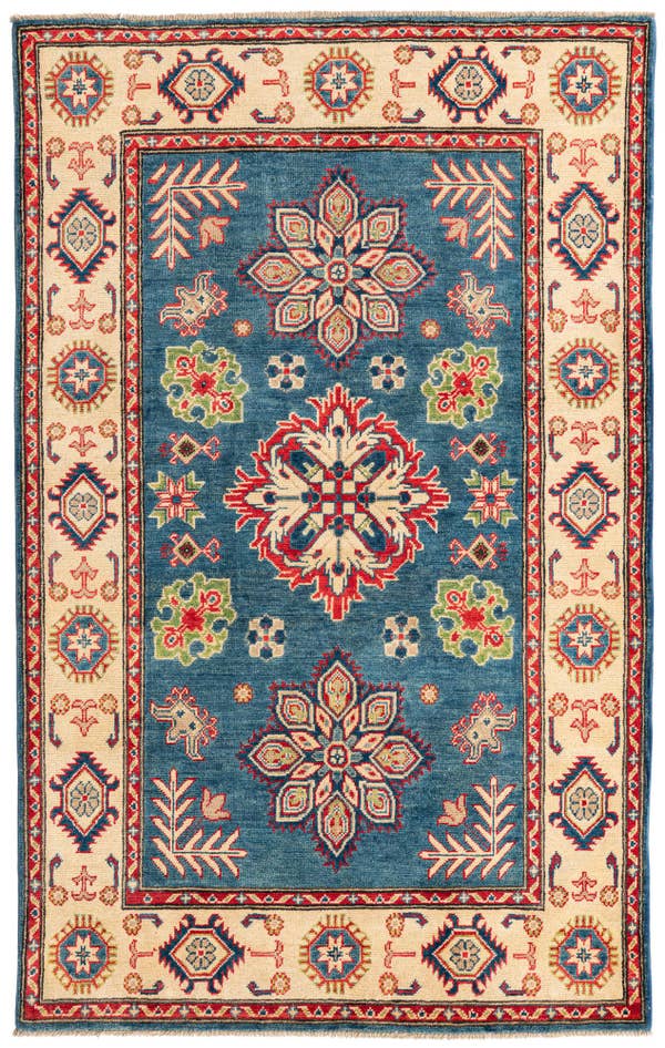 Detail image of 4' 1 x 6' 6 Hand Knotted Kazak Rug