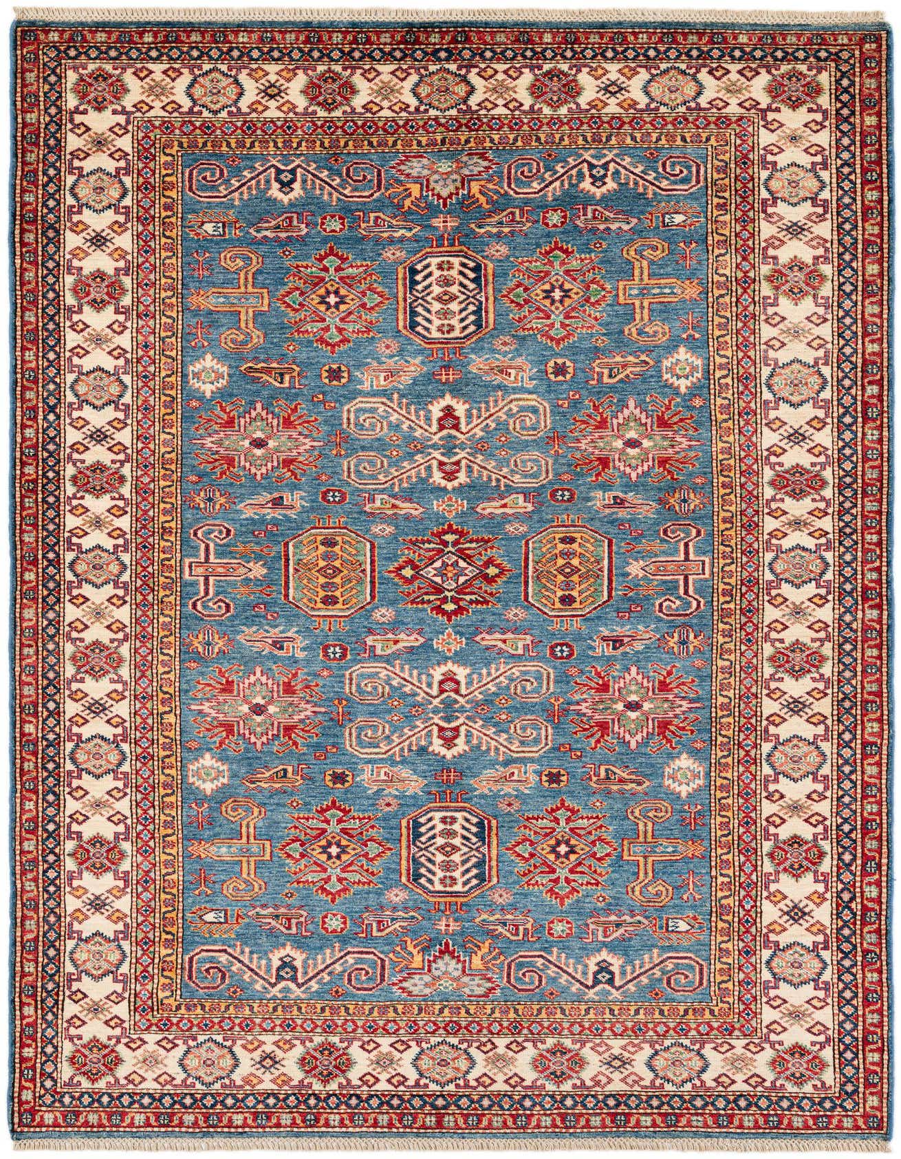 5' 4 x 8' 3 Hand Knotted Kazak Oriental Wool Rug