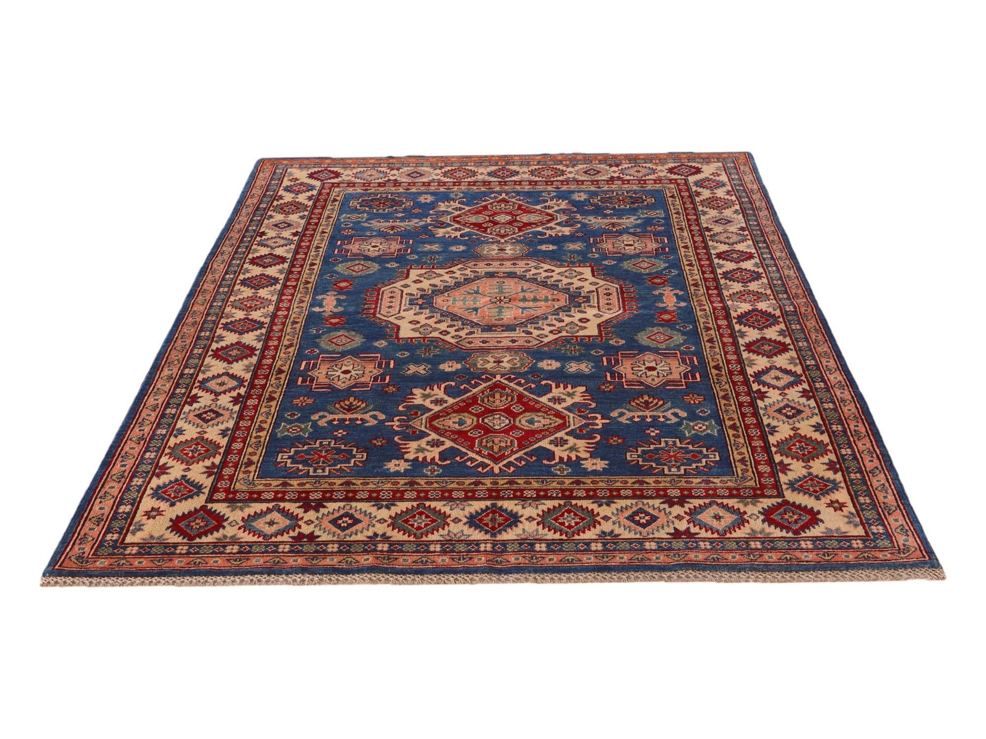 5' 6 x 8' Hand Knotted Kazak Rug