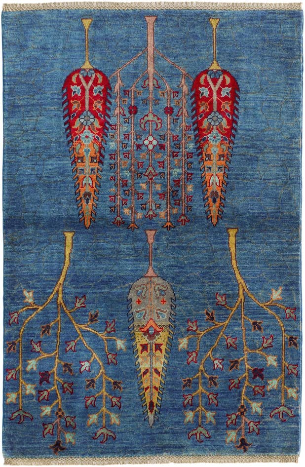 Detailansicht von 100cm x 150cm Handgeknüpft Kazak Teppich