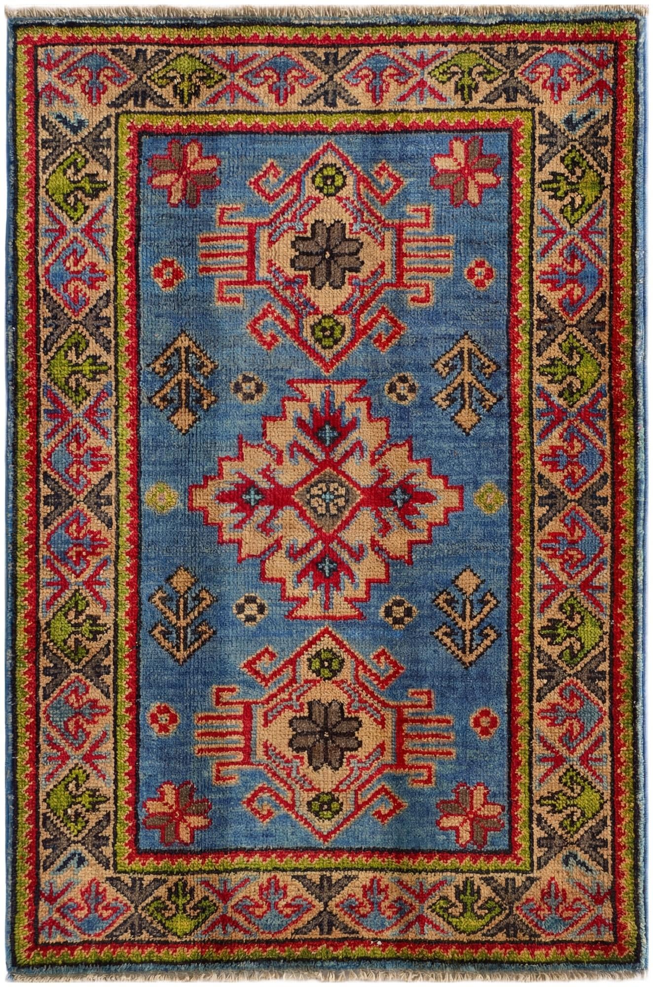 2' x 3' 1 Hand Knotted Kazak Rug