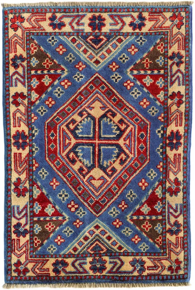 Detail image of 60cm x 90cm anudado a mano Kazak Alfombra