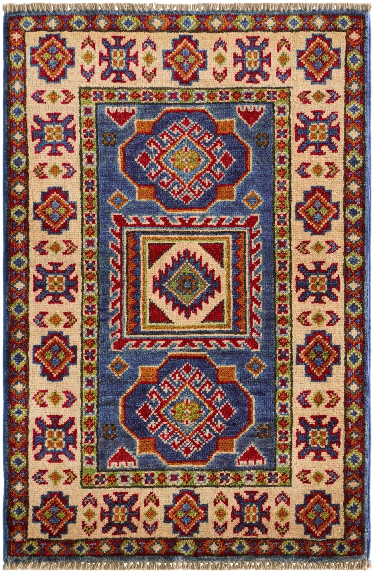 2' x 3' 1 Hand Knotted Kazak Rug