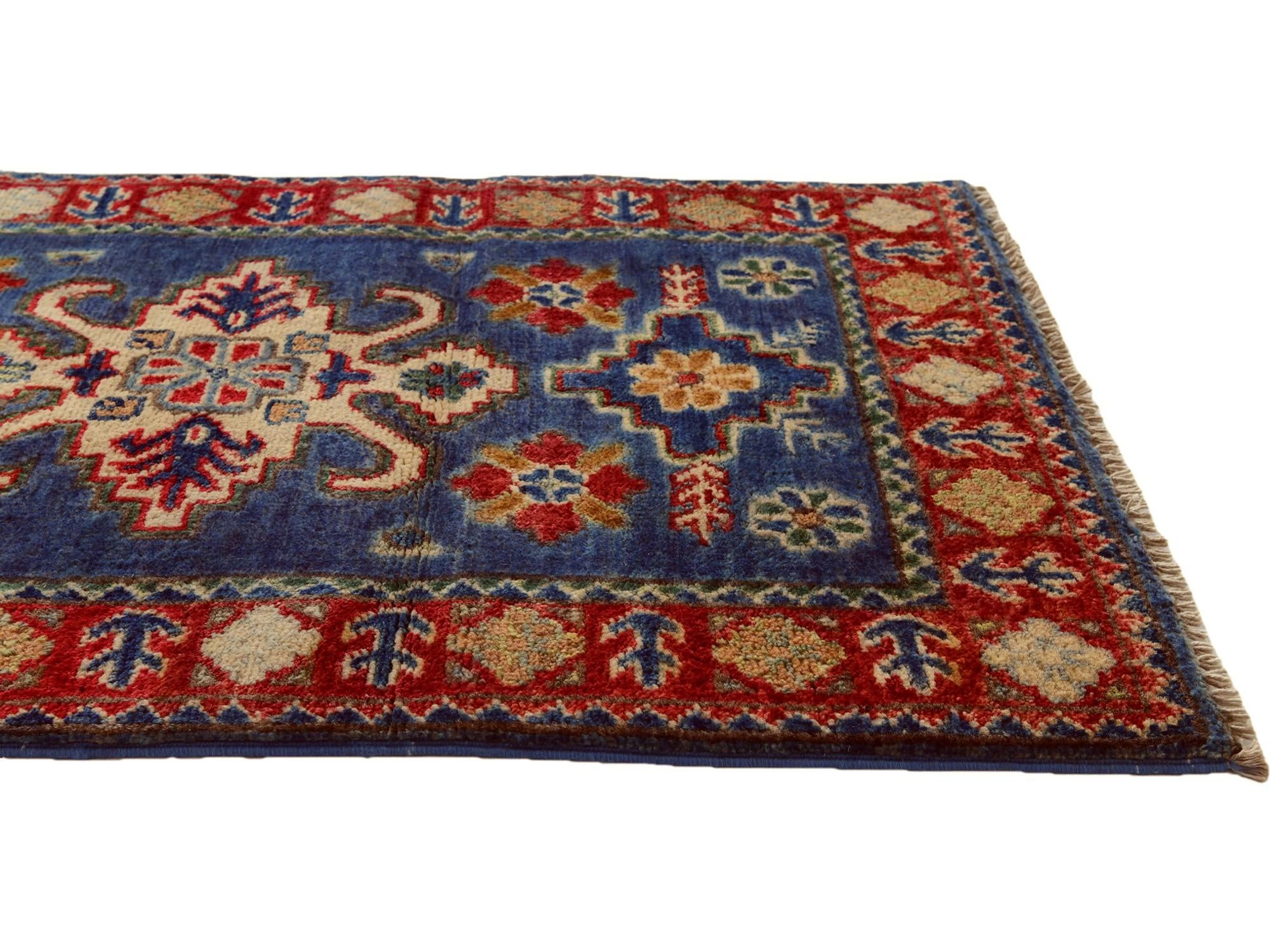 1' 11 x 3' 3 Hand Knotted Kazak Rug
