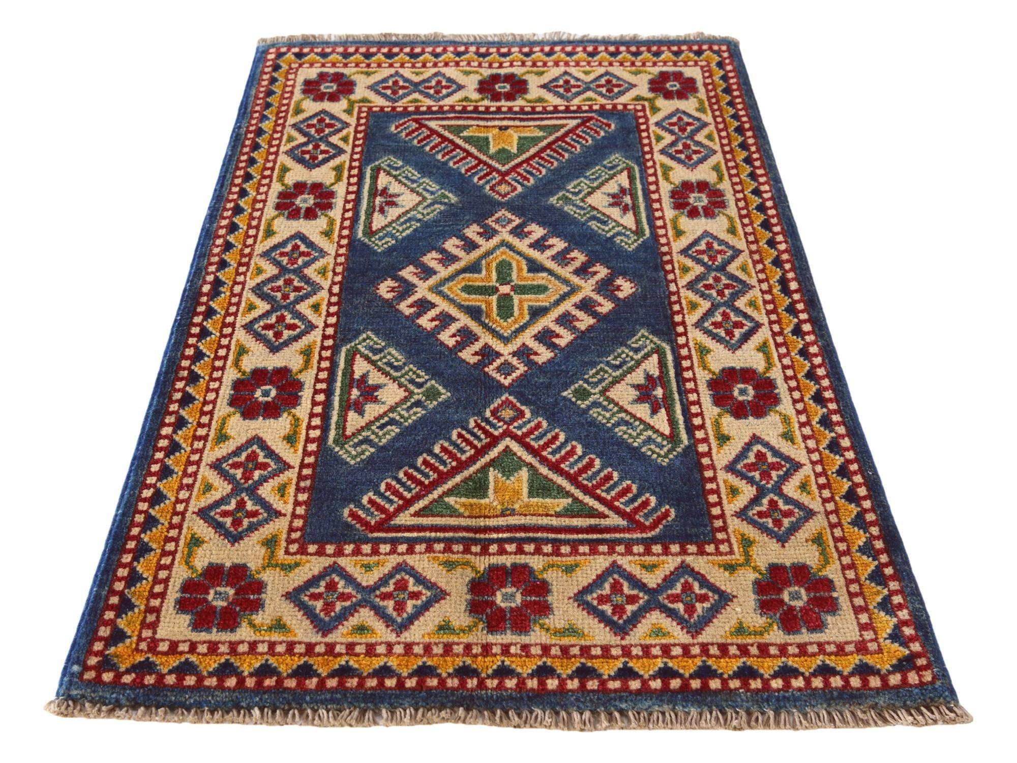 1' 11 x 3' 3 Hand Knotted Kazak Rug