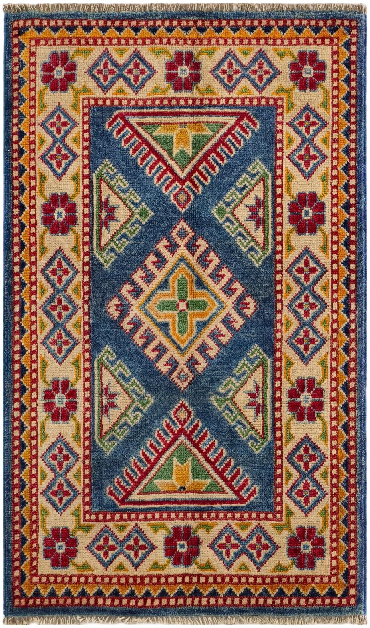 1' 11 x 3' 3 Hand Knotted Kazak Rug