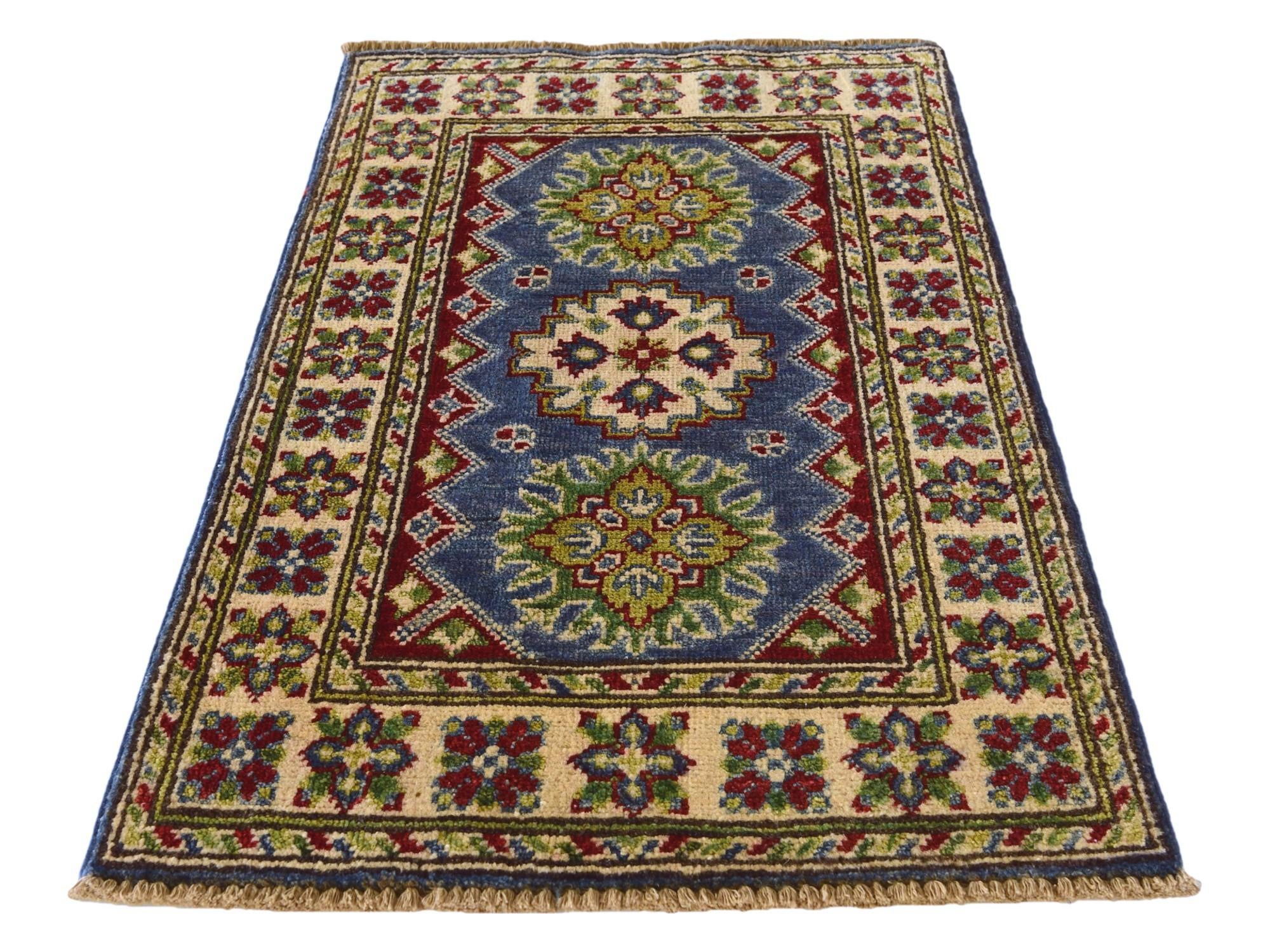 1' 11 x 3' 4 Hand Knotted Kazak Rug