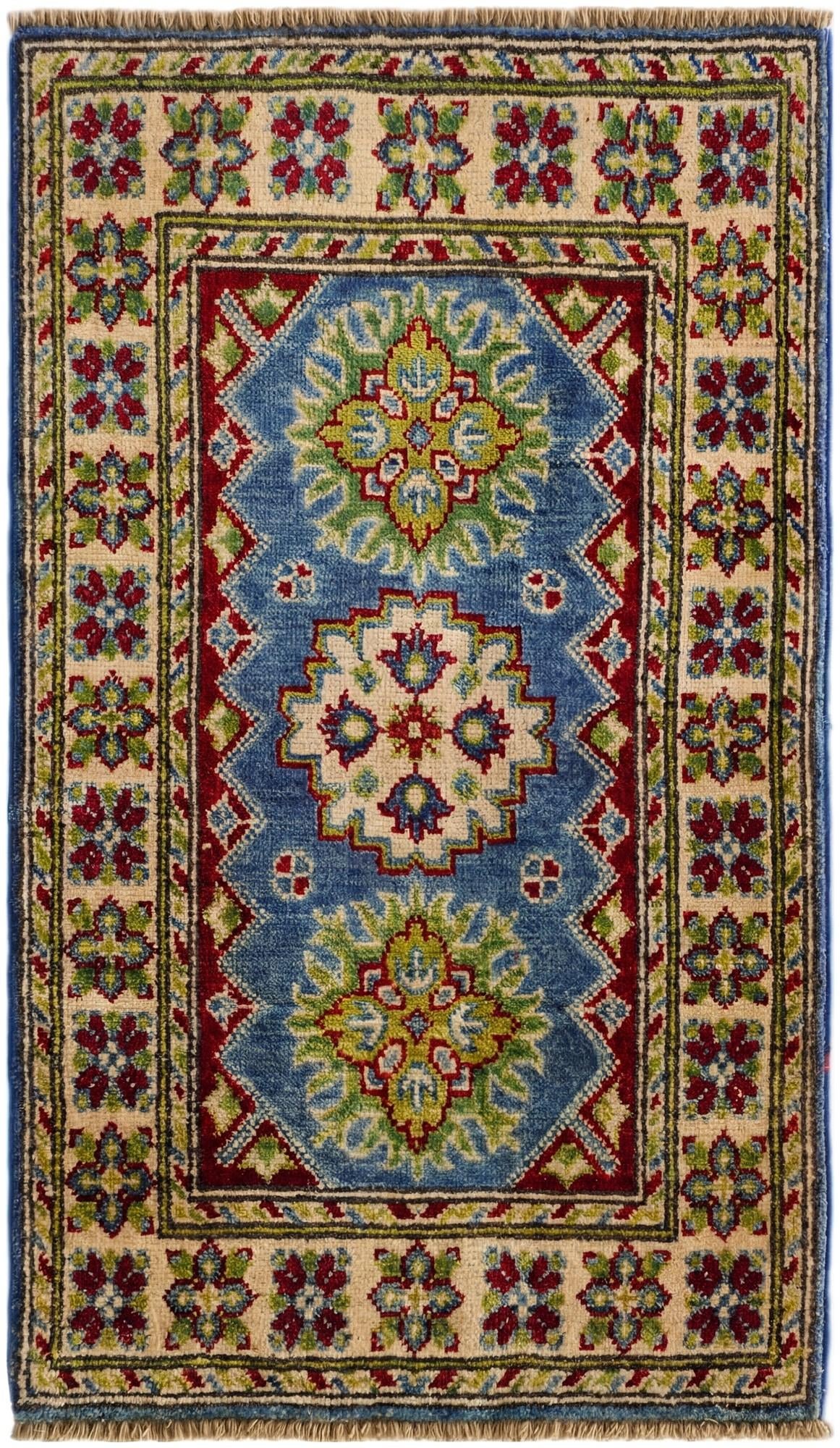 1' 11 x 3' 4 Hand Knotted Kazak Rug