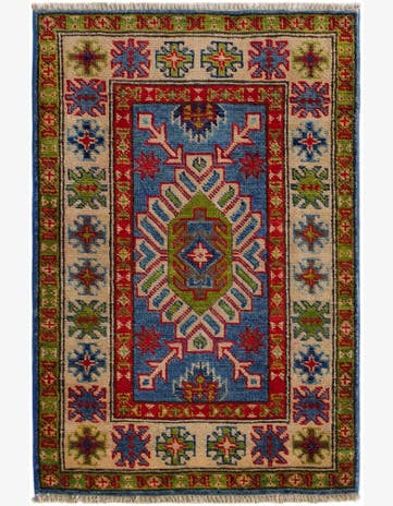 2' x 3' 1 Hand Knotted Kazak Rug
