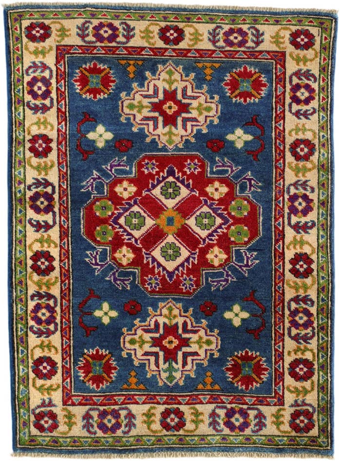 Detailansicht von 85cm x 115cm Handgeknüpft Kazak Teppich