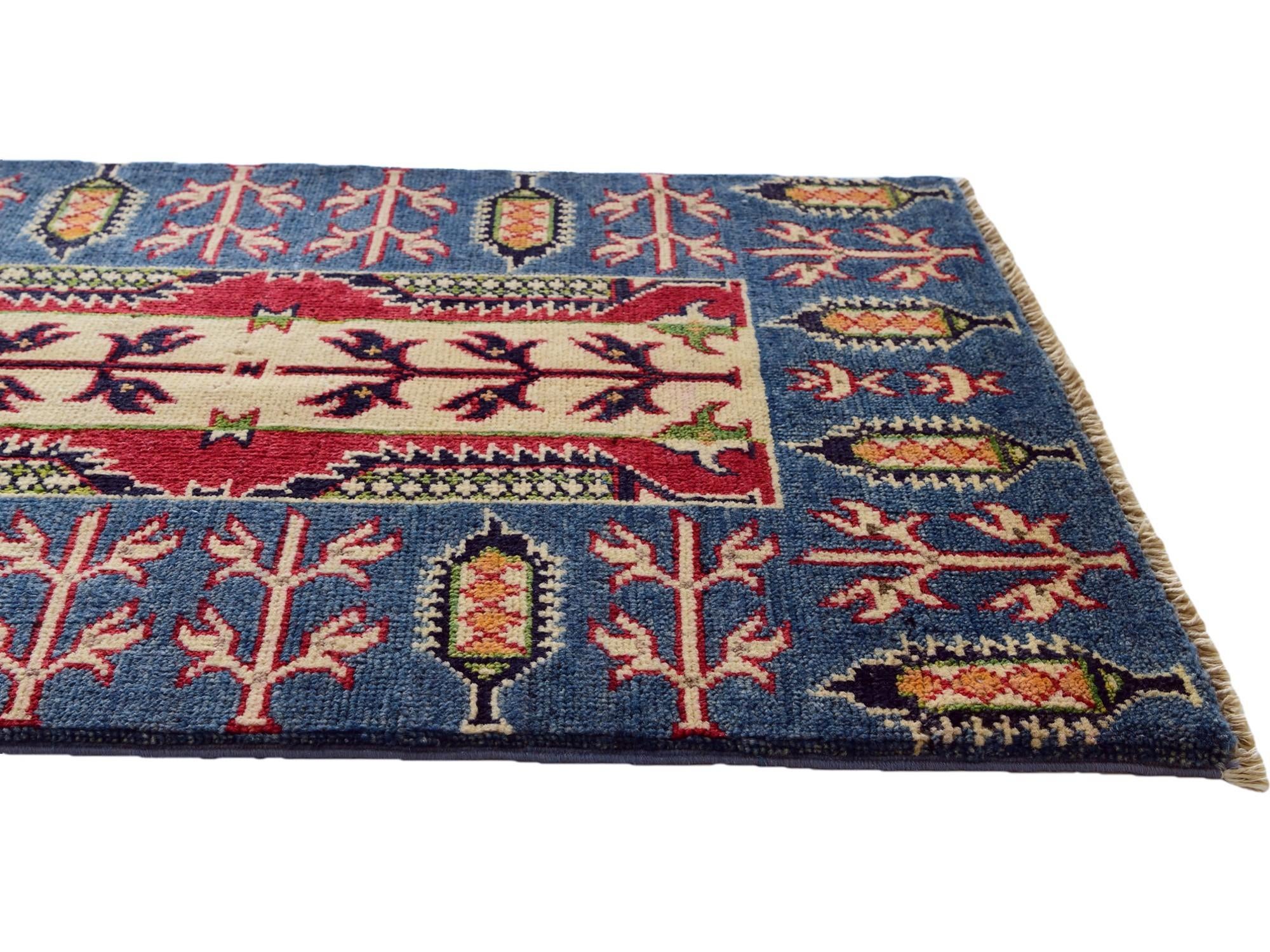 2' x 3' 4 Hand Knotted Kazak Rug