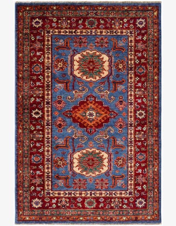 3' 2 x 4' 10 Hand Knotted Kazak Rug