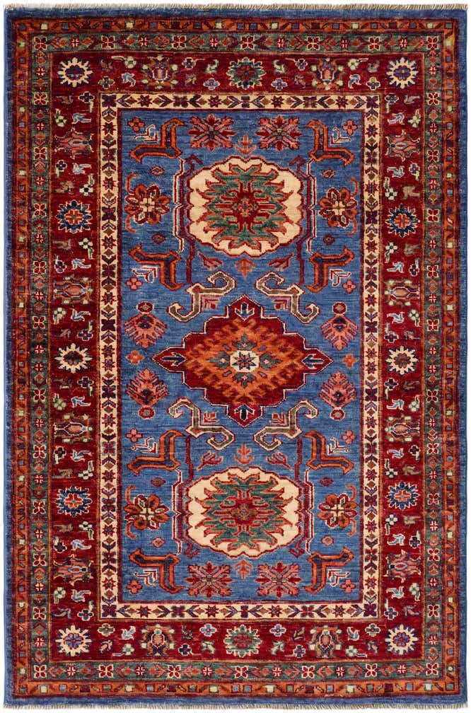 3' 2 x 4' 10 Hand Knotted Kazak Rug