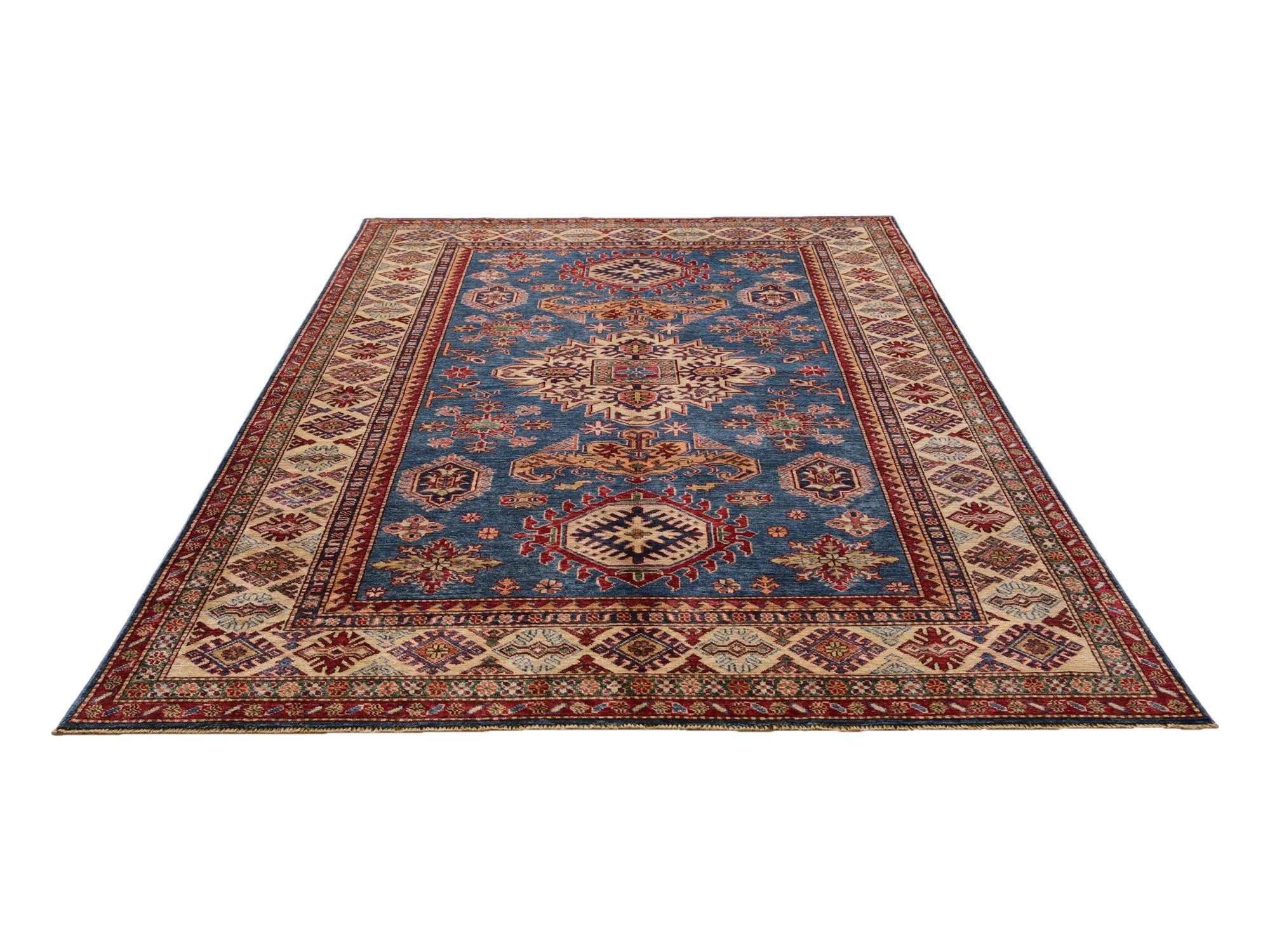 5' 7 x 8' 3 Hand Knotted Kazak Rug