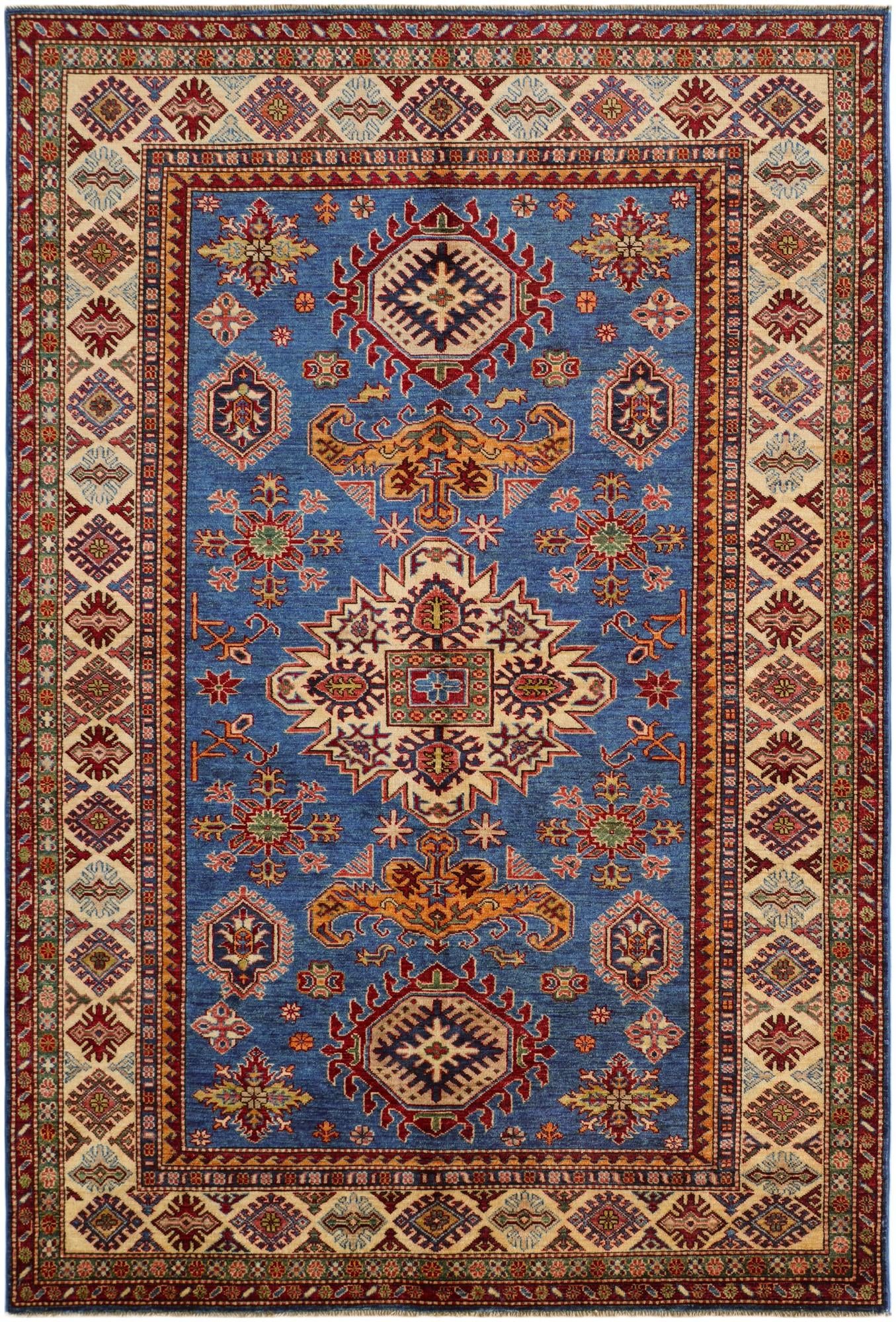 5' 7 x 8' 3 Hand Knotted Kazak Rug