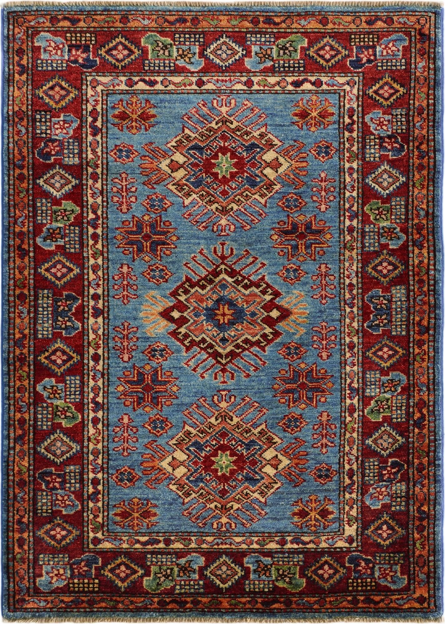 3' x 4' 2 Hand Knotted Kazak Rug