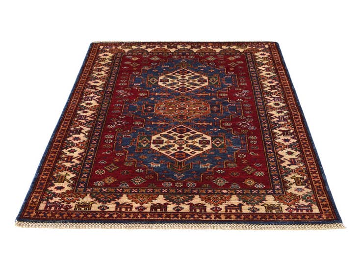 Detail image of 3' 5 x 5' Hand Knotted Kazak Rug