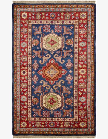 3' 4 x 5' 3 Hand Knotted Kazak Rug