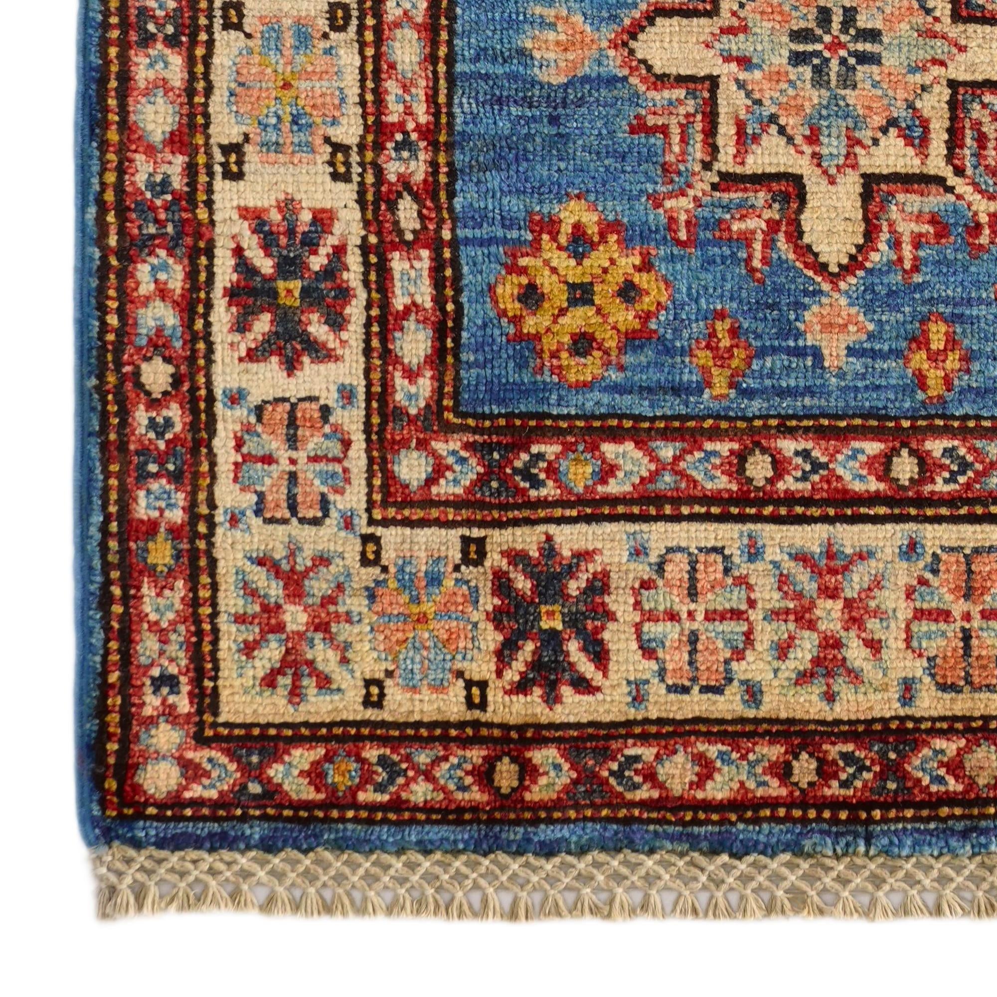 1' 11 x 3' 2 Hand Knotted Kazak Rug