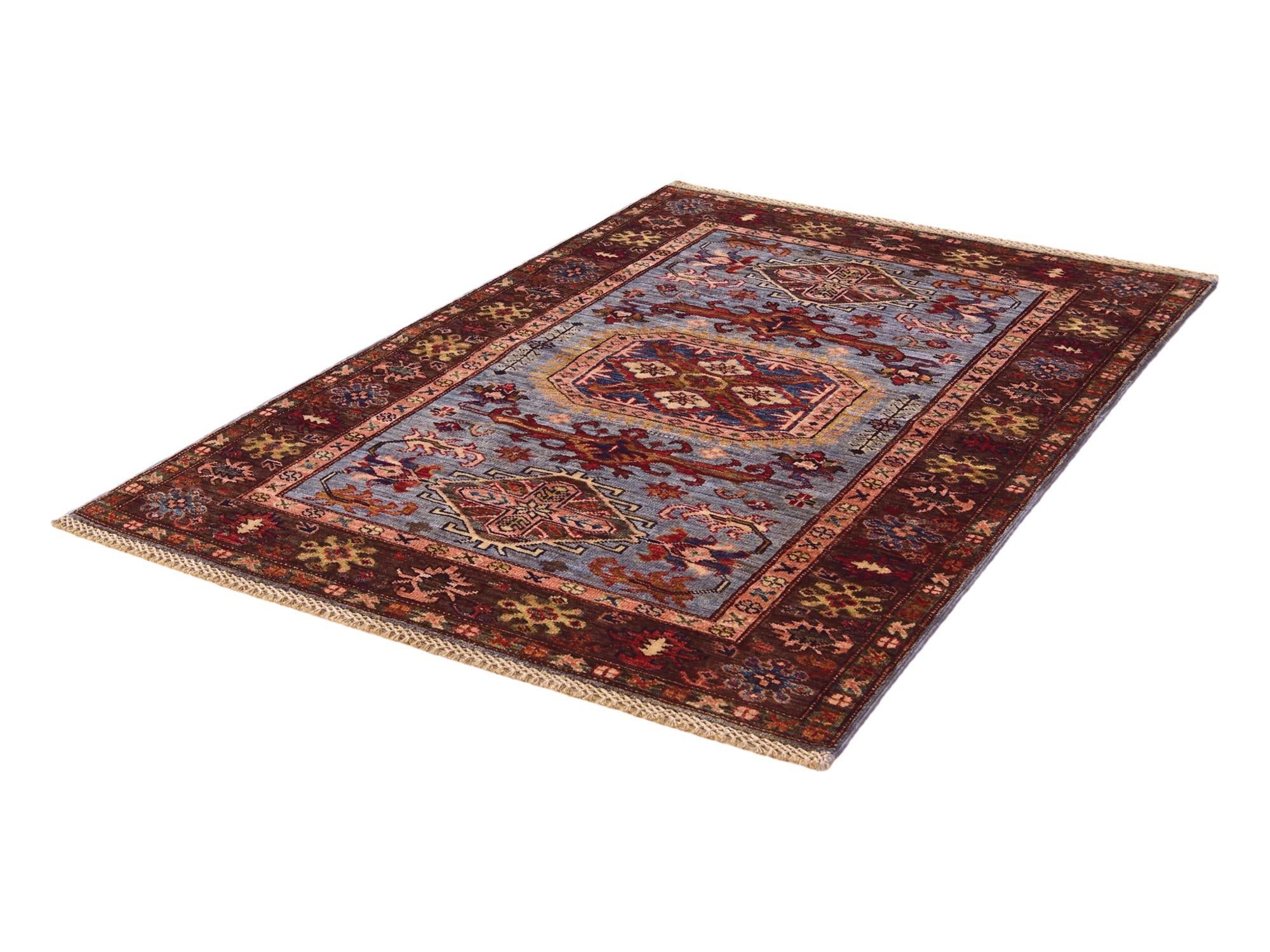 3' 4 x 4' 11 Hand Knotted Kazak Rug
