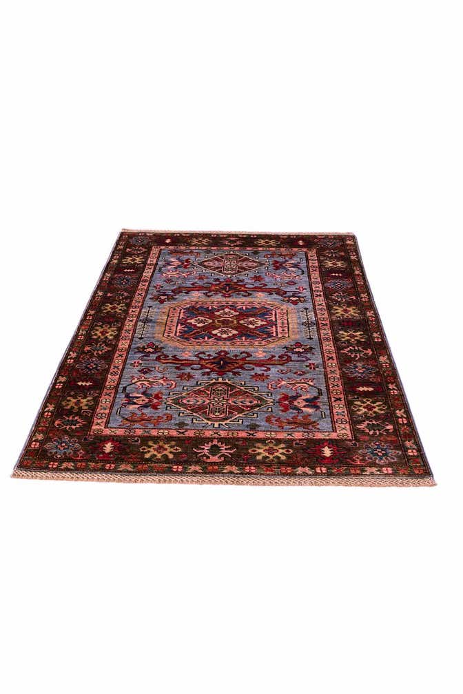3' 4 x 4' 11 Hand Knotted Kazak Rug
