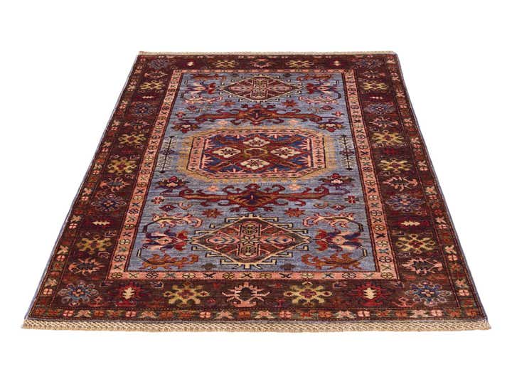 3' 4 x 4' 11 Hand Knotted Kazak Rug