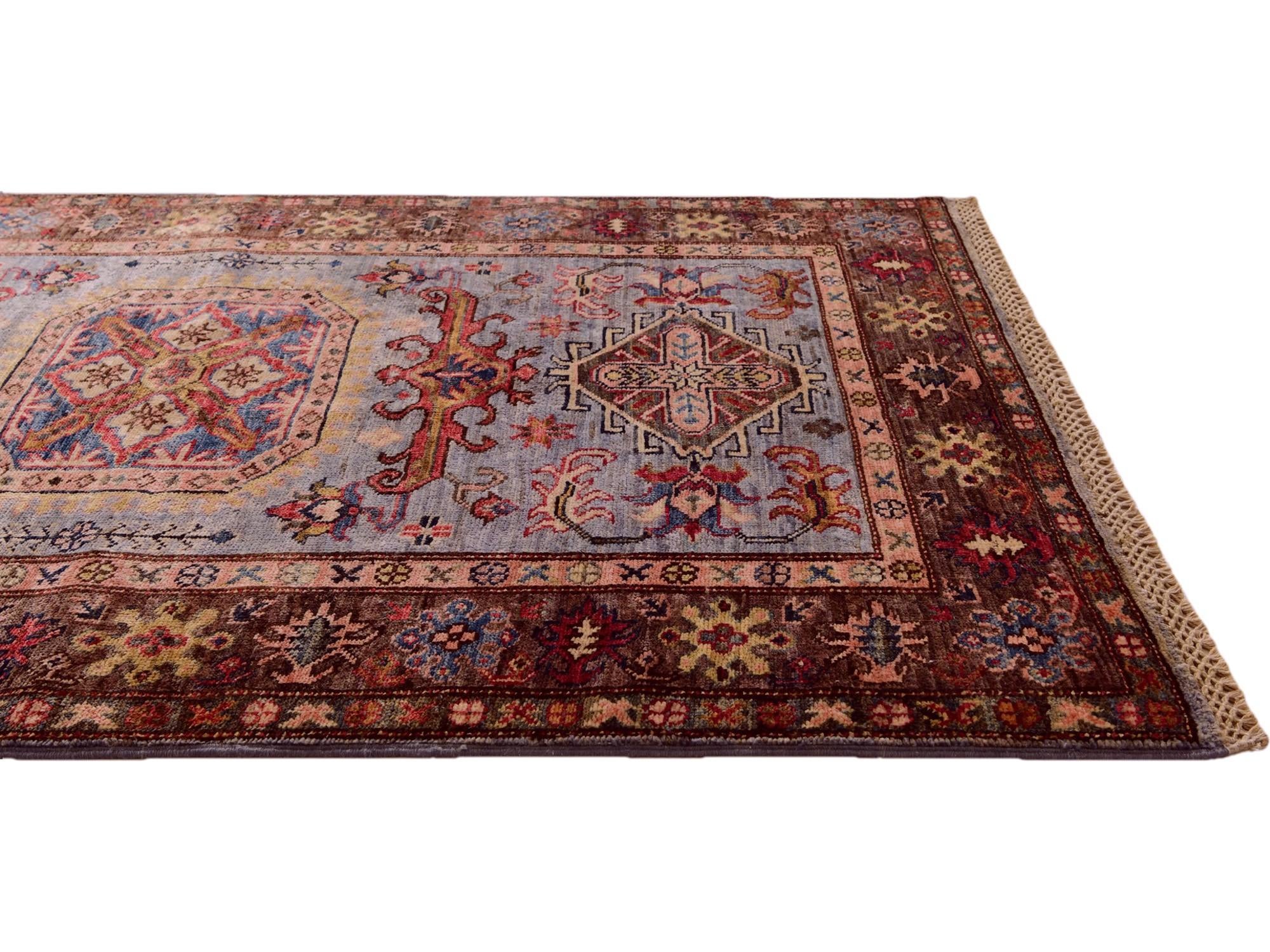 3' 4 x 4' 11 Hand Knotted Kazak Rug