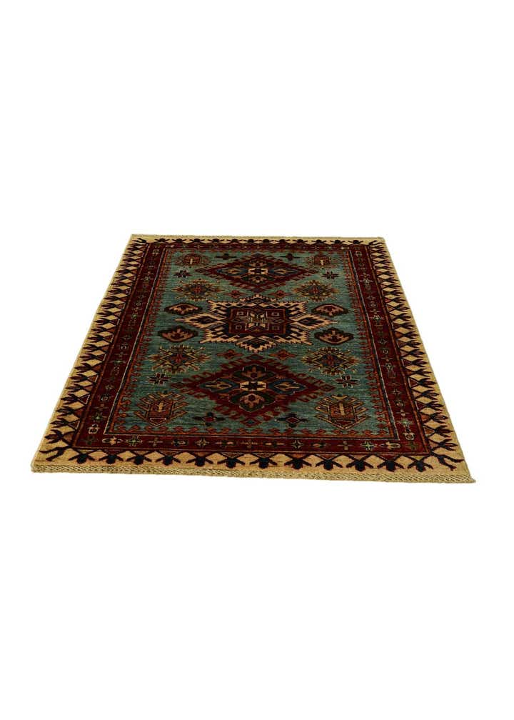 3' 4 x 4' 11 Hand Knotted Kazak Rug
