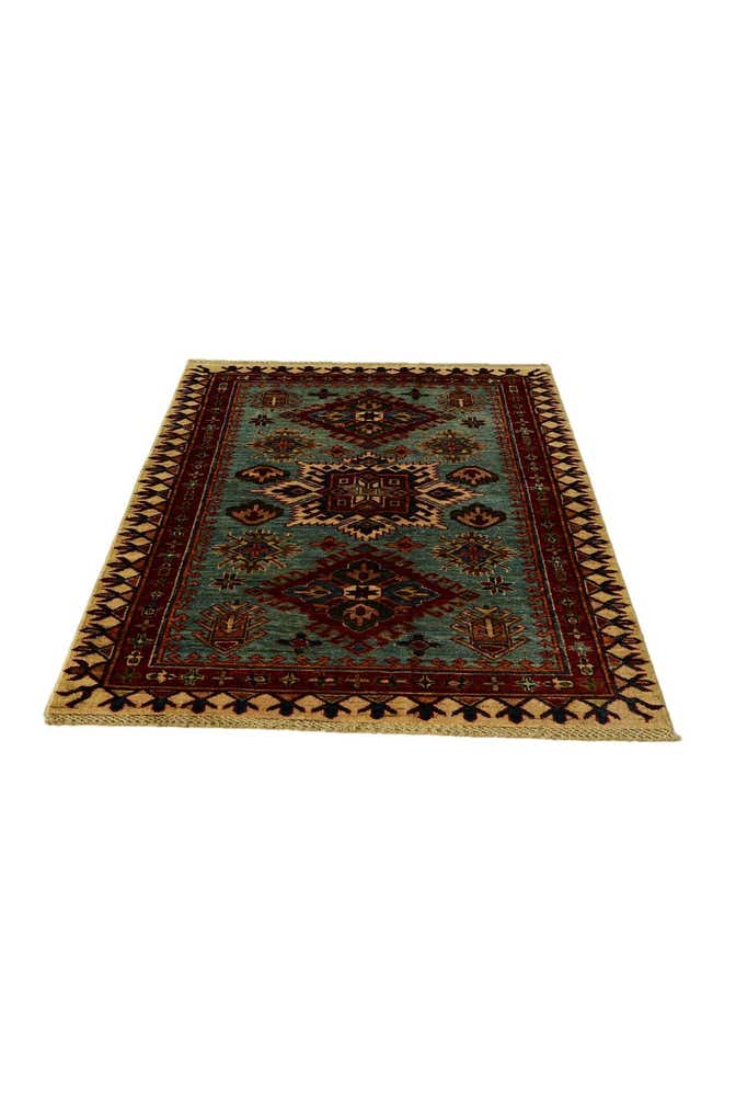 3' 4 x 4' 11 Hand Knotted Kazak Rug