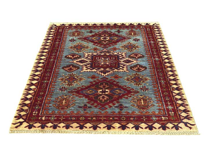 3' 4 x 4' 11 Hand Knotted Kazak Rug
