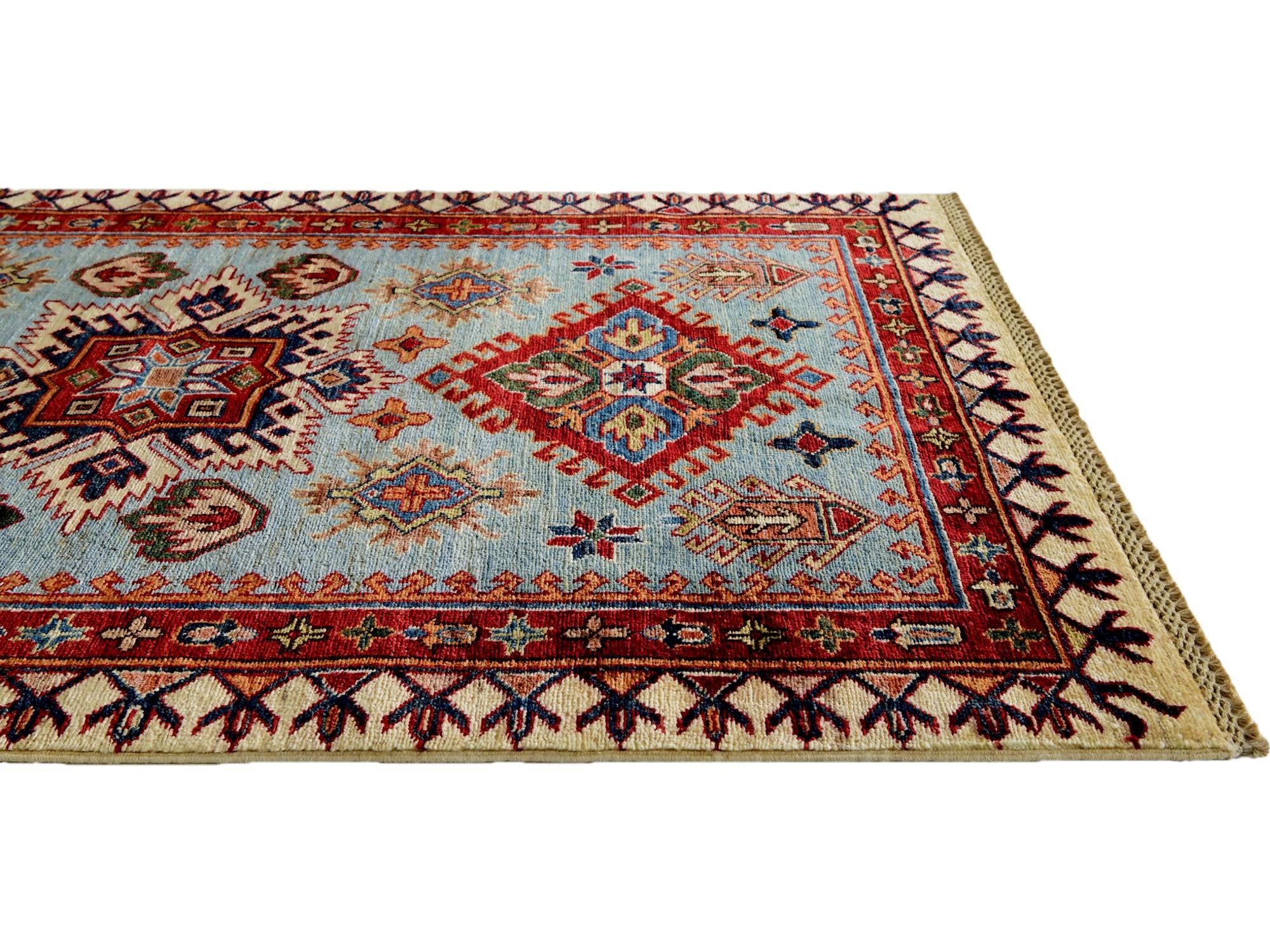 3' 4 x 4' 11 Hand Knotted Kazak Rug