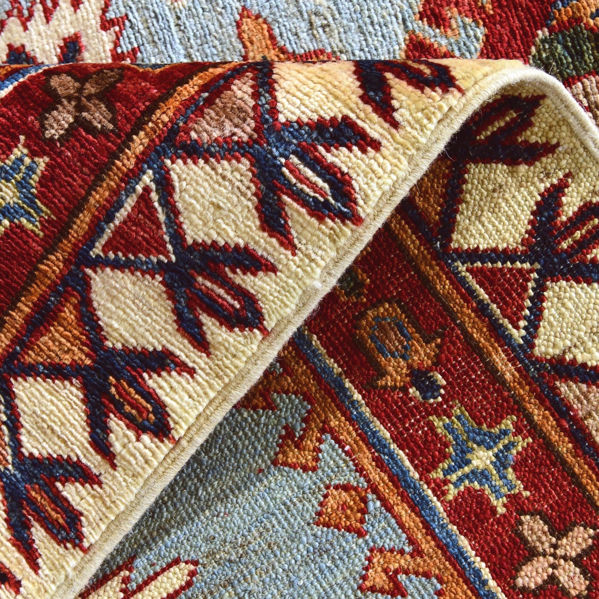 3' 4 x 4' 11 Hand Knotted Kazak Rug