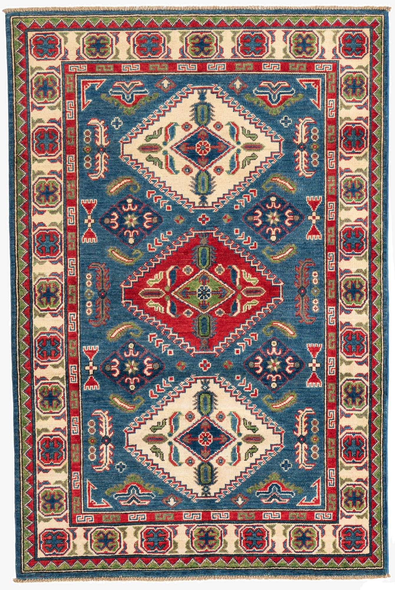 4' x 6' 1  Hand Knotted Kazak Rug
