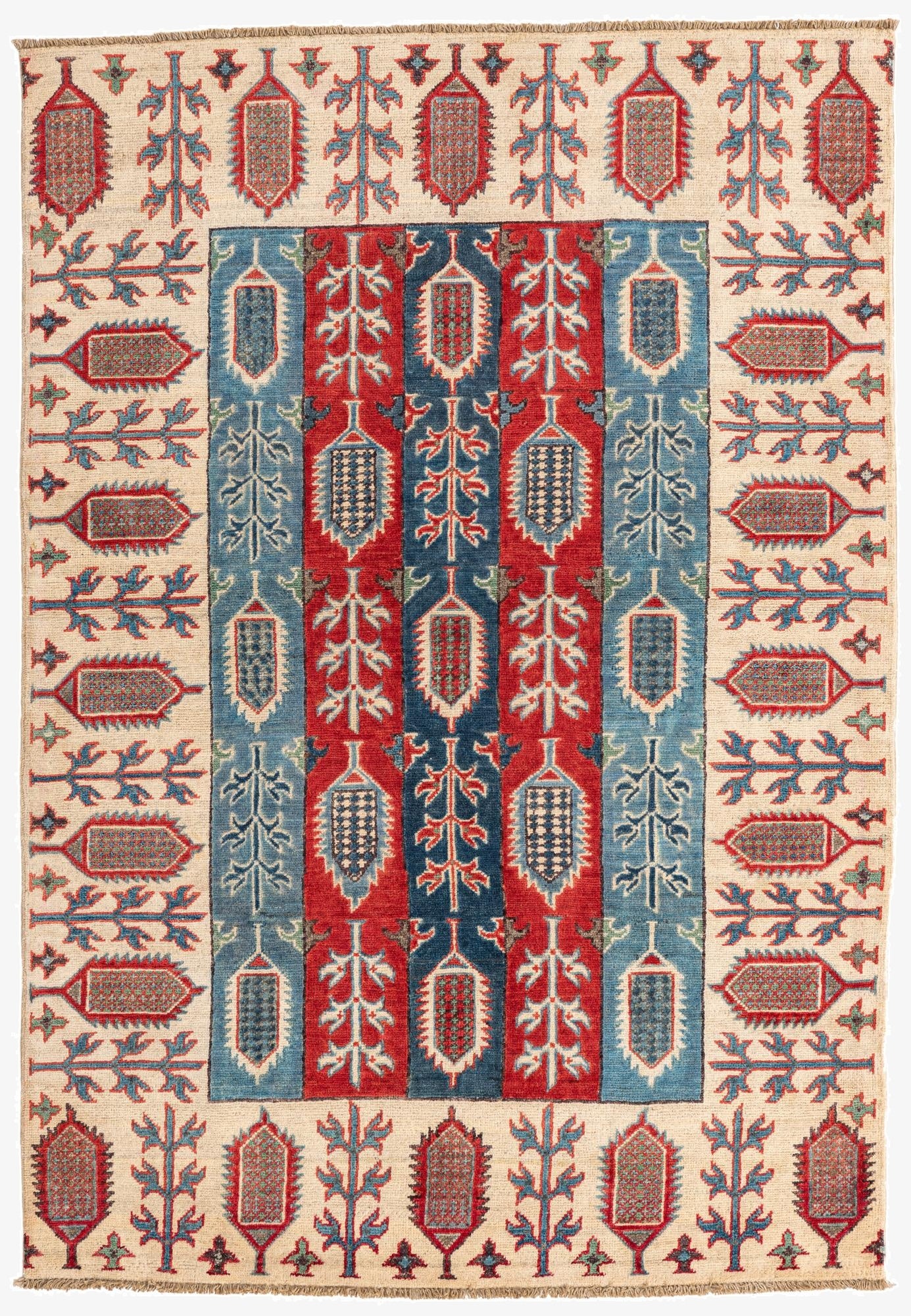4' 3 x 6' 1  Hand Knotted Kazak Rug