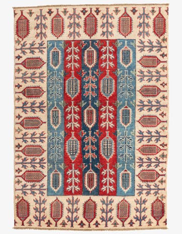 4' 3 x 6' 1 Hand Knotted Kazak Rug