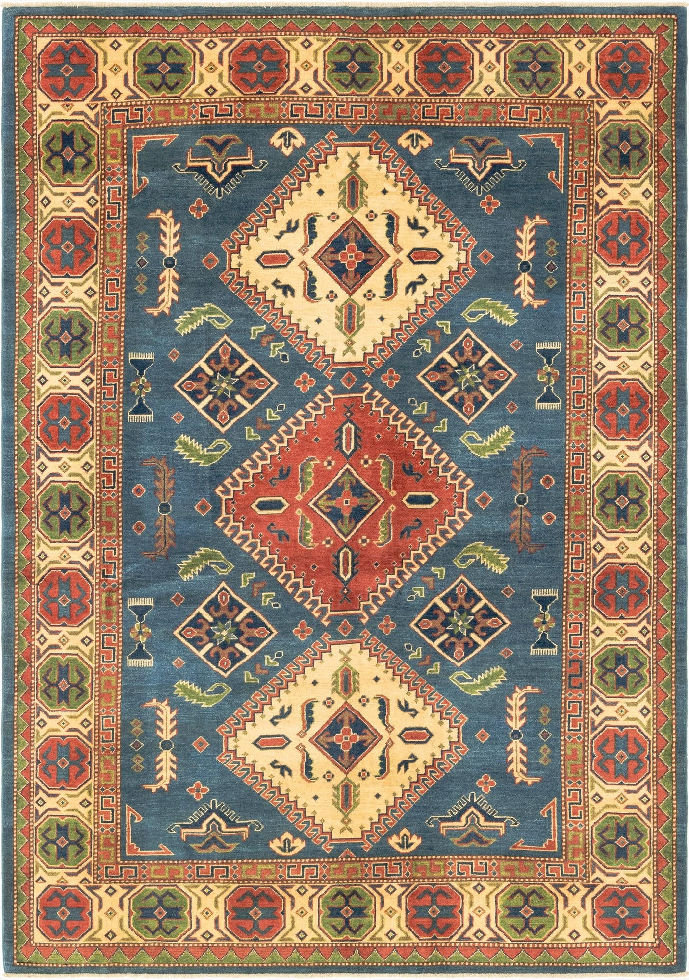 6' 8 x 9' 10  Hand Knotted Kazak Rug