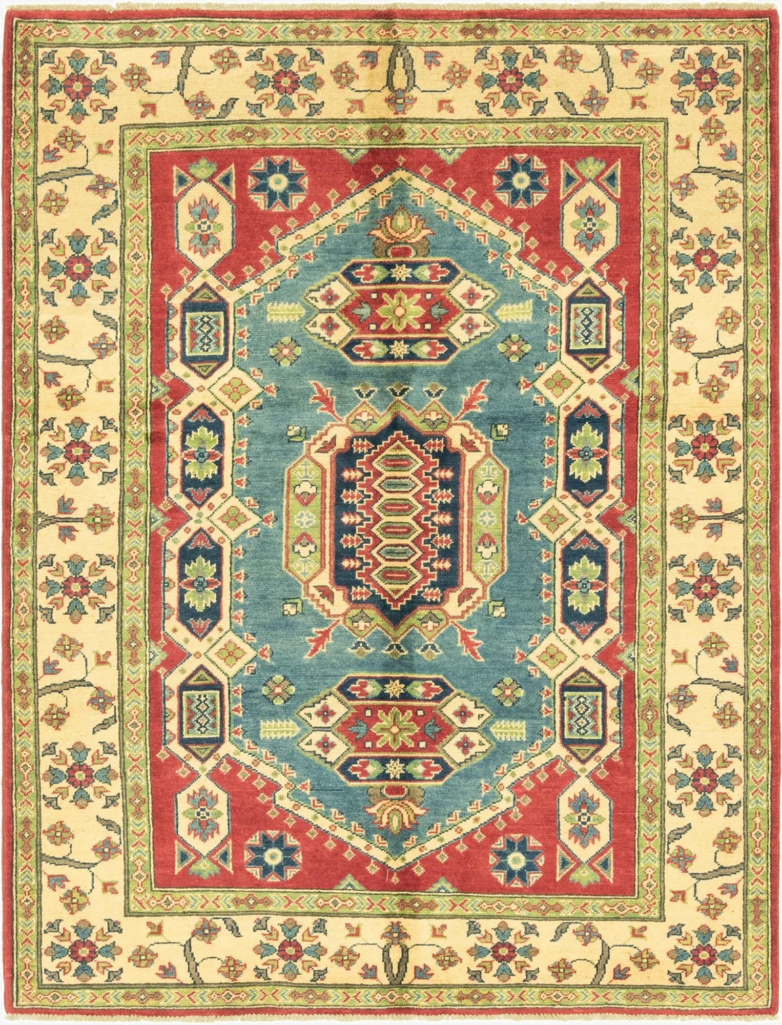 5' x 6' 6  Hand Knotted Kazak Rug
