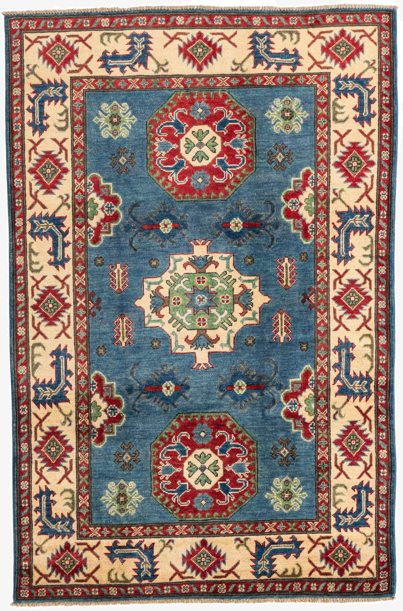4' x 6' 2  Hand Knotted Kazak Rug