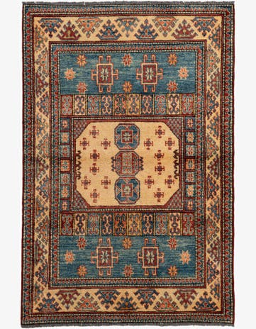 3' 9 x 5' 7 Hand Knotted Kazak Wool Rug