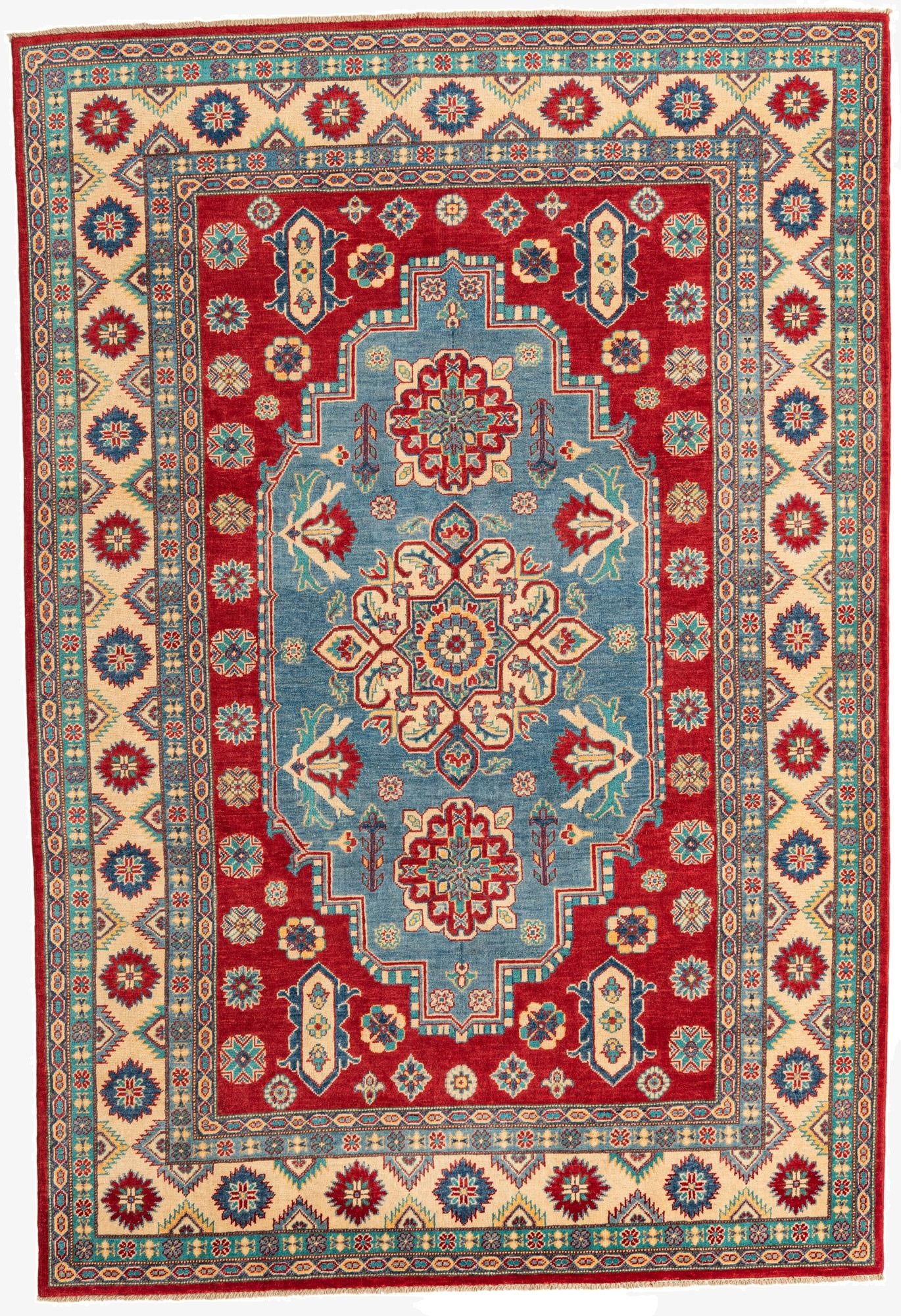 6' 8 x 9' 9  Hand Knotted Kazak Rug