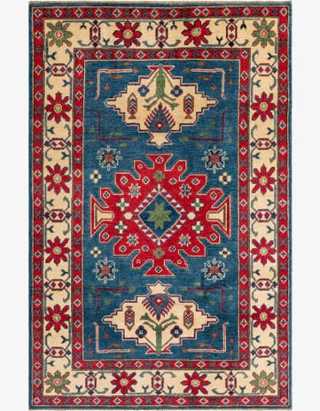 4' x 6' 2 Hand Knotted Kazak Rug