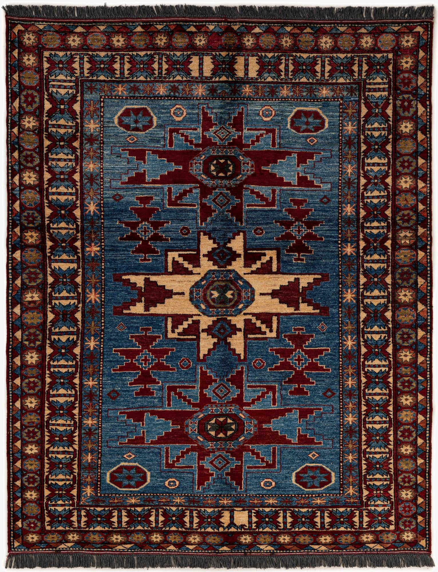 5' 3 x 6' 6  Hand Knotted Kazak Wool Rug