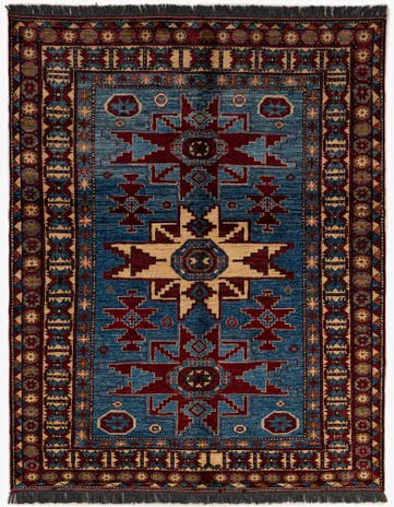 5' 3 x 6' 6 Hand Knotted Kazak Wool Rug