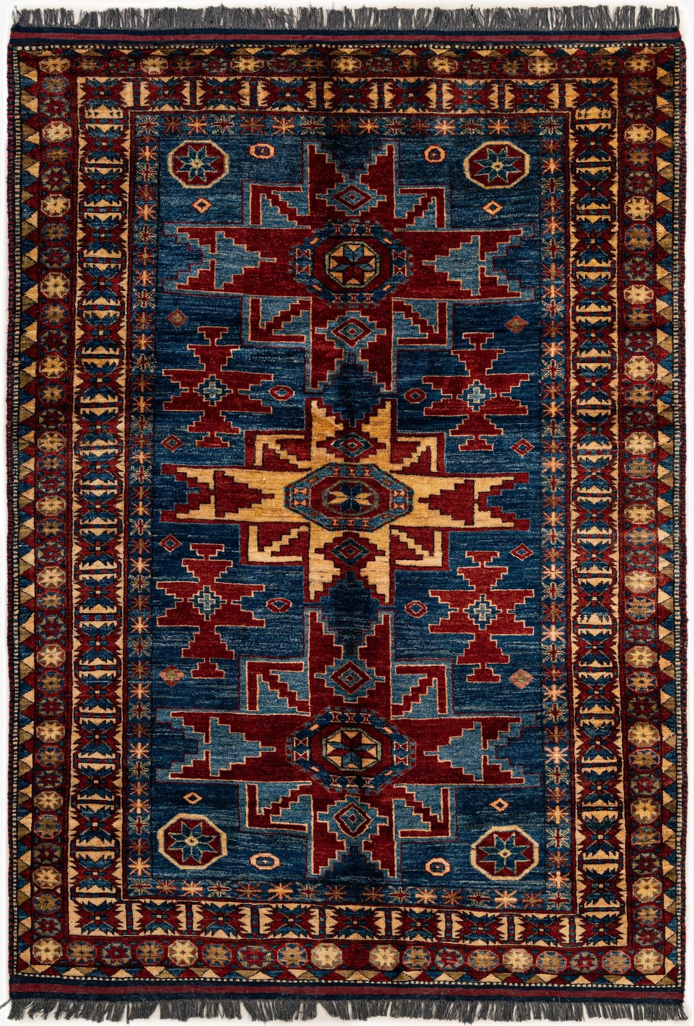 4' 11 x 6' 9  Hand Knotted Kazak Wool Rug