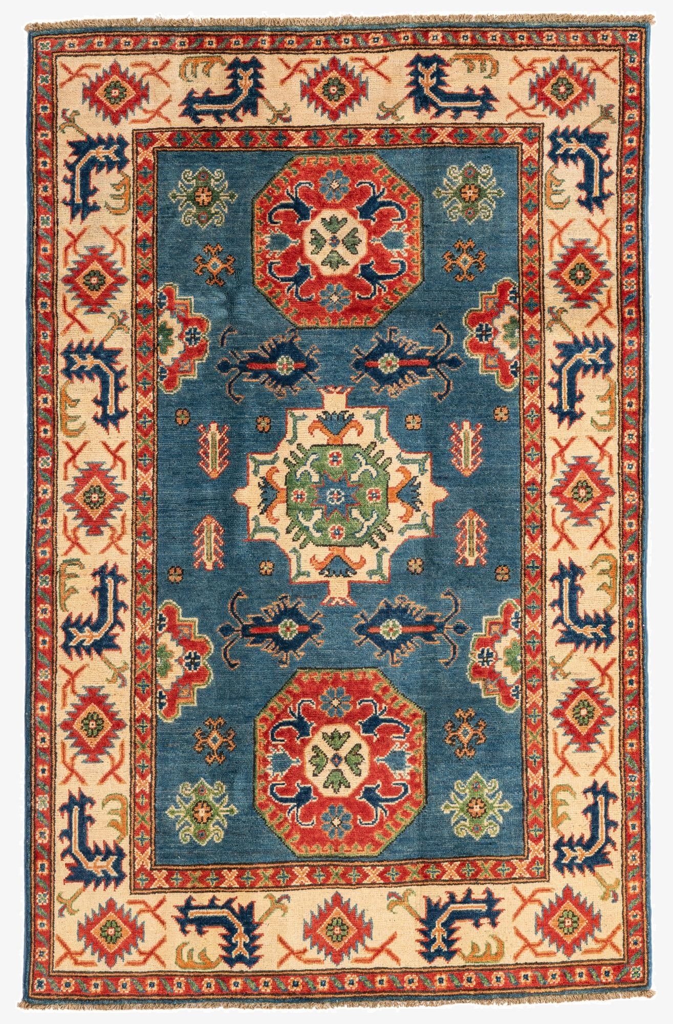 4' x 6' 1  Hand Knotted Kazak Rug