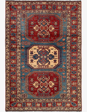 4' 1 x 5' 9 Hand Knotted Kazak Wool Rug