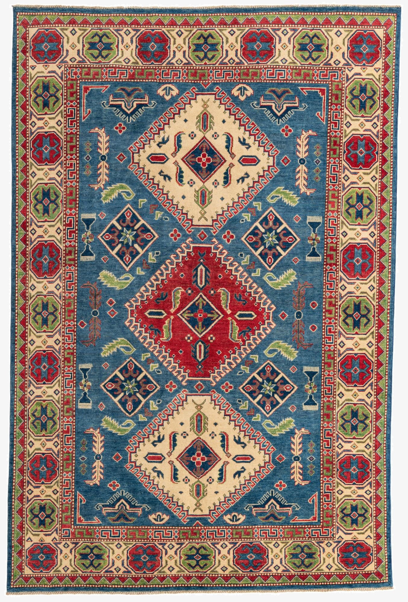 6' 4 x 9' 8  Hand Knotted Kazak Rug
